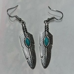 Turquoise feather earrings